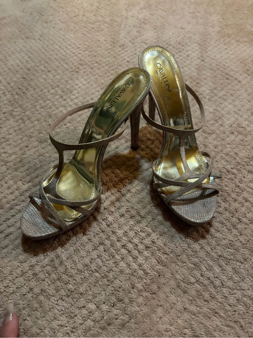 Cavalini Taupe Metallic Strappy High Heel Sandals